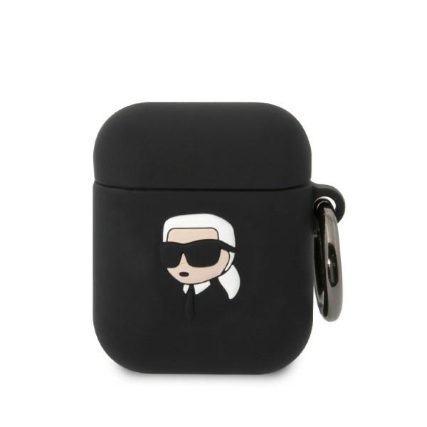 Karl Lagerfeld KLA2RUNIKK AirPods 1/2 Cover Black Silicone Karl Head 3D