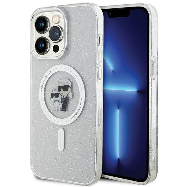 Karl Lagerfeld KLHMP15XHGKCNOT iPhone 15 Pro Max 6.7" transparent hard case, Karl AND Choupette Glitter MagSafe