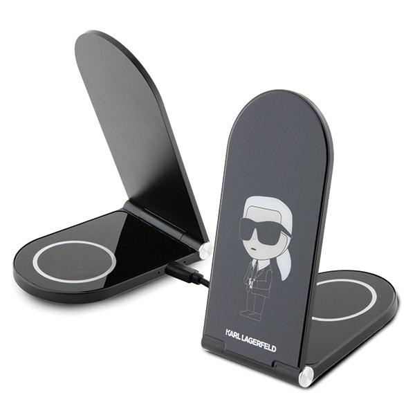 Karl Lagerfeld Folding 2-in-1 inductive charger KLDCRFALKINK 15W black/black Ikonik MagSafe