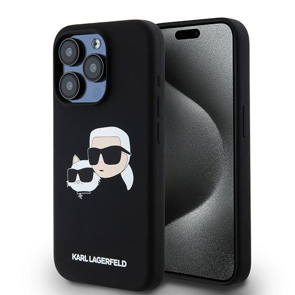 Karl Lagerfeld KLHMP15LSKCHPPLK iPhone 15 Pro 6.1" black hard case, Silicone, Karl AND Choupette, MagSafe