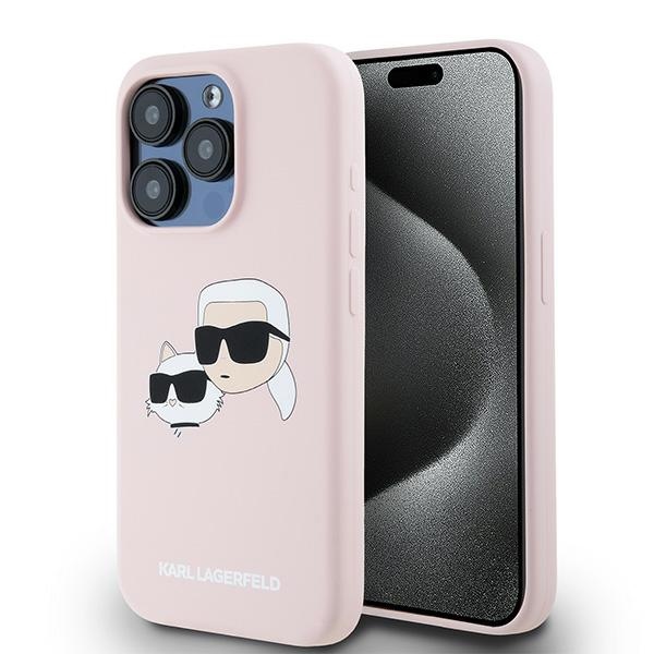 Karl Lagerfeld KLHMP15XSKCHPPLP iPhone 15 Pro Max 6.7" pink hard case, Silicone, Karl AND Choupette, MagSafe