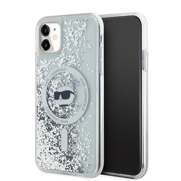 Karl Lagerfeld KLHMN61LGCHSGH iPhone 11 / Xr 6.1" transparent hard case with liquid glitter, Choupette design, MagSafe compatible