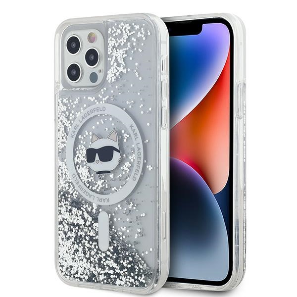 Karl Lagerfeld KLHMP12MLGCHSGH iPhone 12/12 Pro 6.1" transparent hard case with liquid glitter, Choupette design, MagSafe compatible