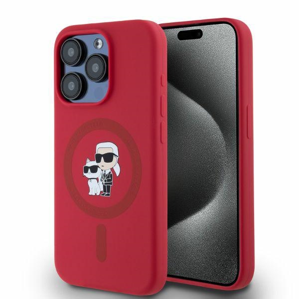 Karl Lagerfeld KLHMP15LSCMKCRHR iPhone 15 Pro 6.1" red hardcase Silicone Karl AND Choupette Heads Ring MagSafe