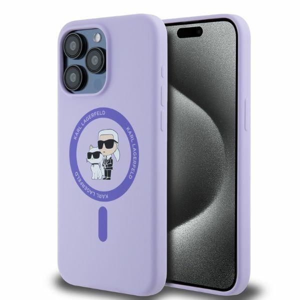 Karl Lagerfeld KLHMP15XSCMKCRHU iPhone 15 Pro Max 6.7" purple hard case, Silicone Karl AND Choupette, Heads Ring, MagSafe