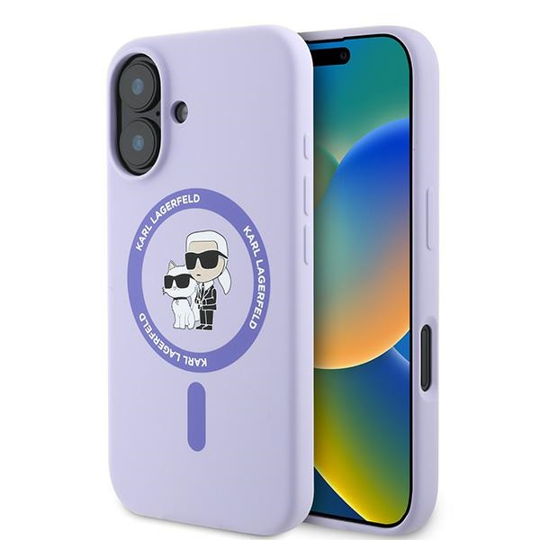 Karl Lagerfeld KLHMP16MSCMKCRHU iPhone 16 Plus 6.7" purple hard case, Silicone, Karl AND Choupette, Ring, MagSafe