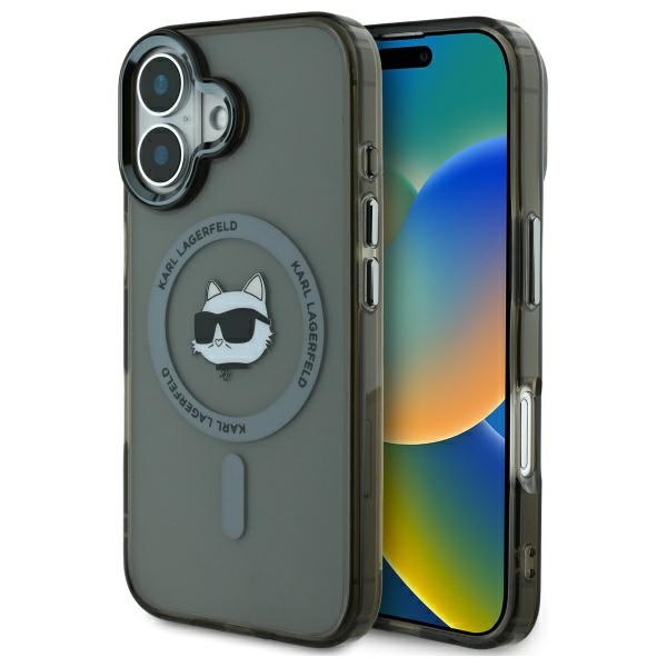 Karl Lagerfeld KLHMP16SHLSCHK iPhone 16 6.1" black hard case IML Metal Choupette Head MagSafe