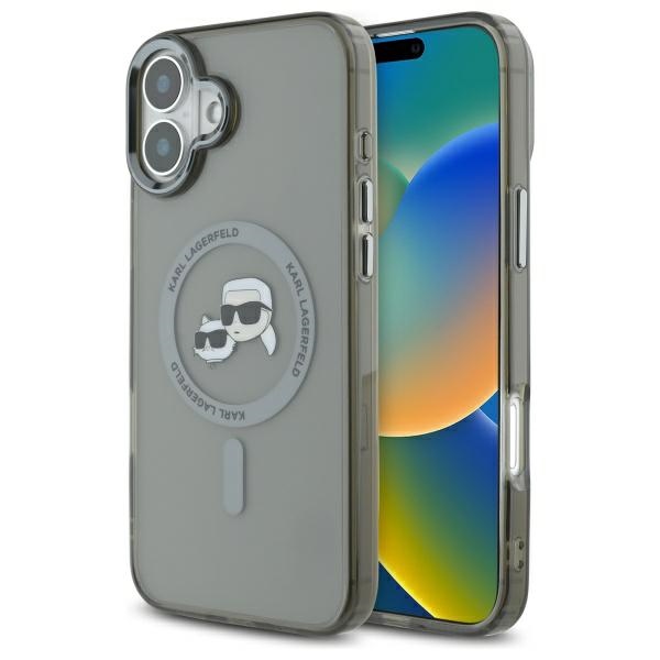 Karl Lagerfeld KLHMP16MHLSKCK iPhone 16 Plus 6.7" black hardcase IML Metal Karl AND Choupette Head