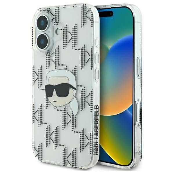 Karl Lagerfeld KLHCP16SHKLPKHT iPhone 16 6.1" Clear Hard Case IML Karl Head Electroplated