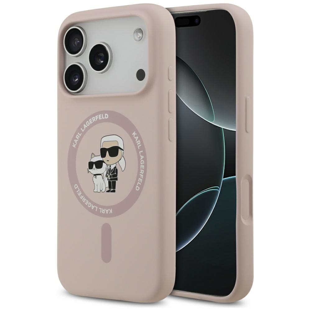 Karl Lagerfeld Karl AND Choupette Silicone Ring MagSafe Case for iPhone 17 Pro / 18 Pro pink