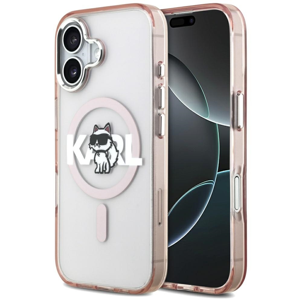 Karl Lagerfeld Choupette Sketch Logo MagSafe IML Case for iPhone 17 pink