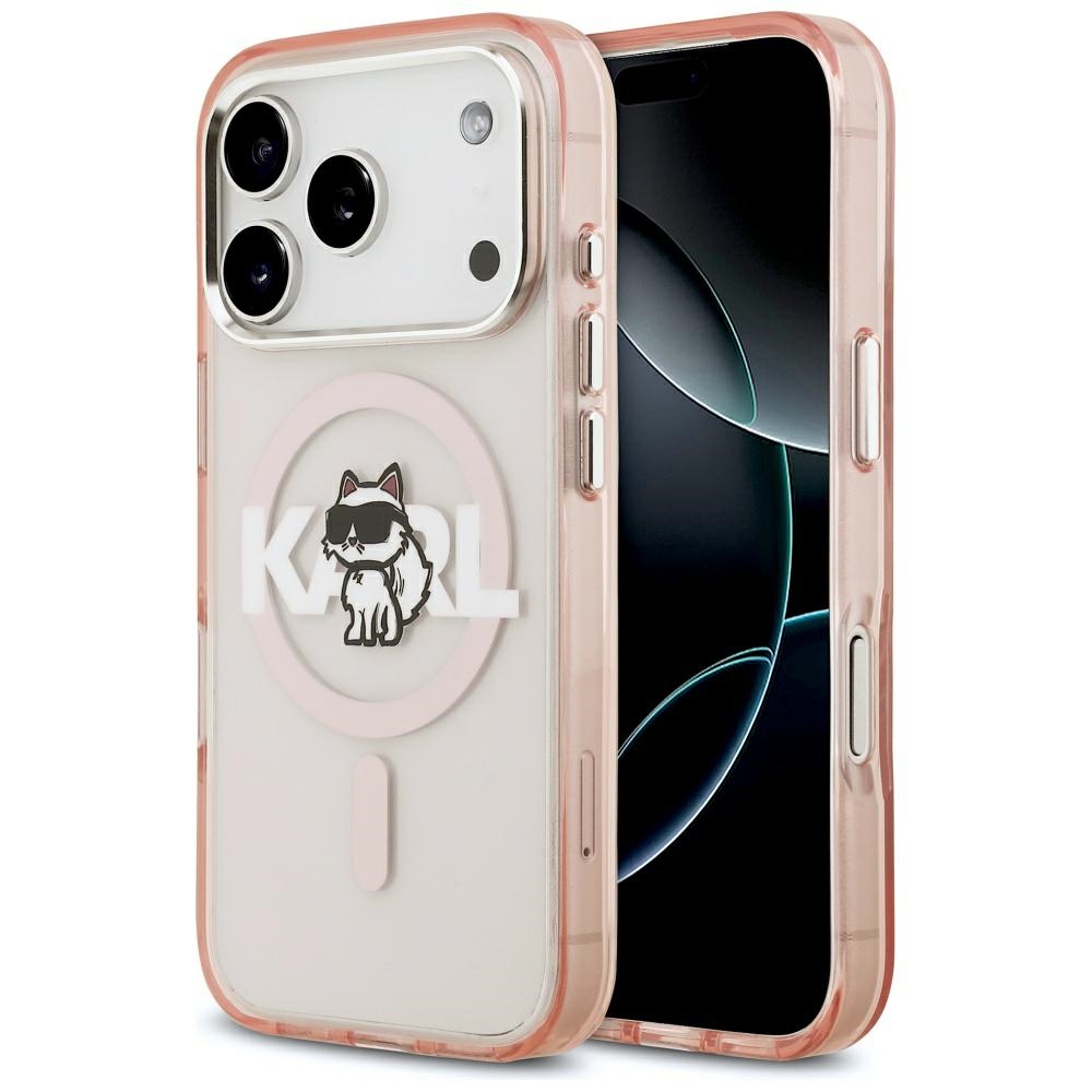 Karl Lagerfeld IML Choupette Sketch Logo MagSafe Case for iPhone 17 Pro / 18 Pro pink