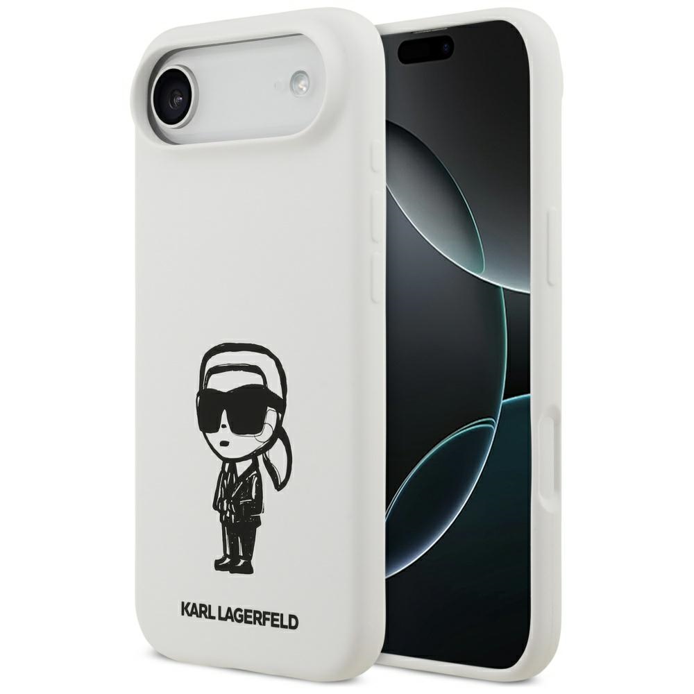 Karl Lagerfeld Silicone Case Karl Sketch AND Logo MagSafe for iPhone 17 Air, white