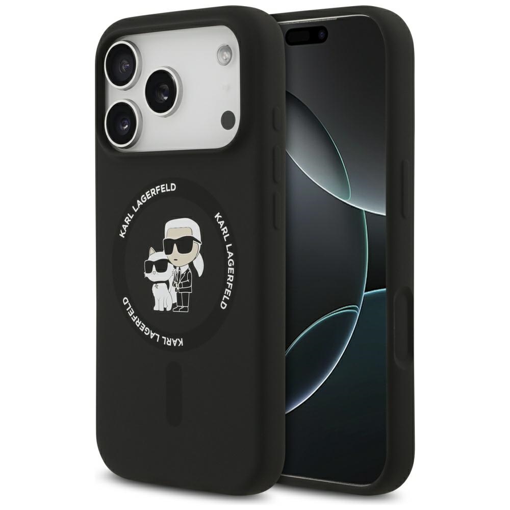 Karl Lagerfeld Karl AND Choupette Silicone Ring MagSafe Case for iPhone 17 Pro Max / 18 Pro Max black