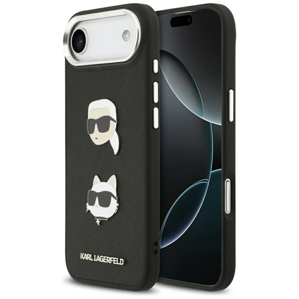 Karl Lagerfeld Etui FW Grained Karl AND Choupette Heads Pins AND Logo do iPhone Air czarny