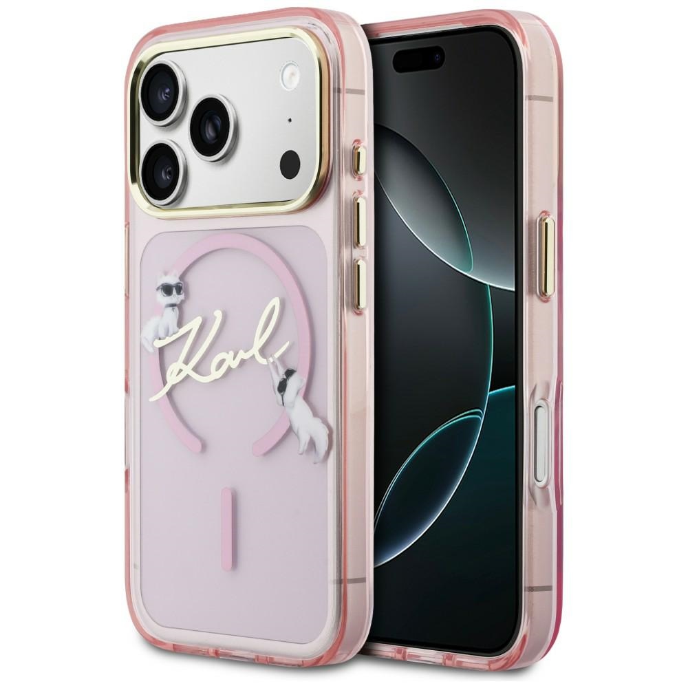 Karl Lagerfeld Choupettes Karl Script Logo MagSafe Case for iPhone 17 Pro / 18 Pro pink