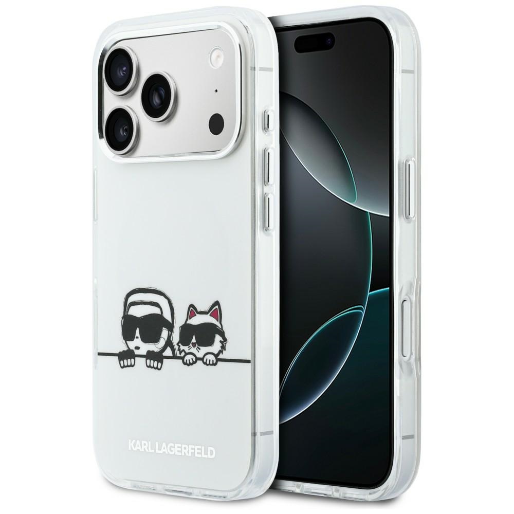 Karl Lagerfeld IML Karl AND Choupette Peekaboo Logo MagSafe Case for iPhone 17 Pro / 18 Pro white