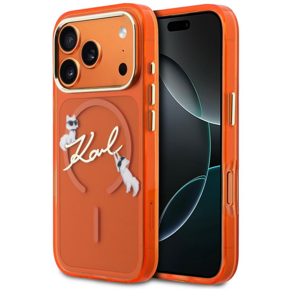 Karl Lagerfeld IML Choupettes Karl Script Logo MagSafe Case for iPhone 17 Pro Max / 18 Pro Max orange