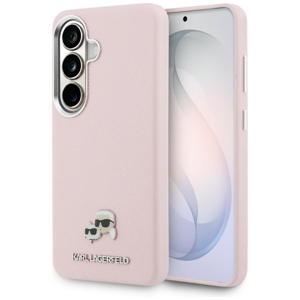 Karl Lagerfeld Saffiano KC Metal Case MagSafe Logo for Samsung Galaxy S26 pink