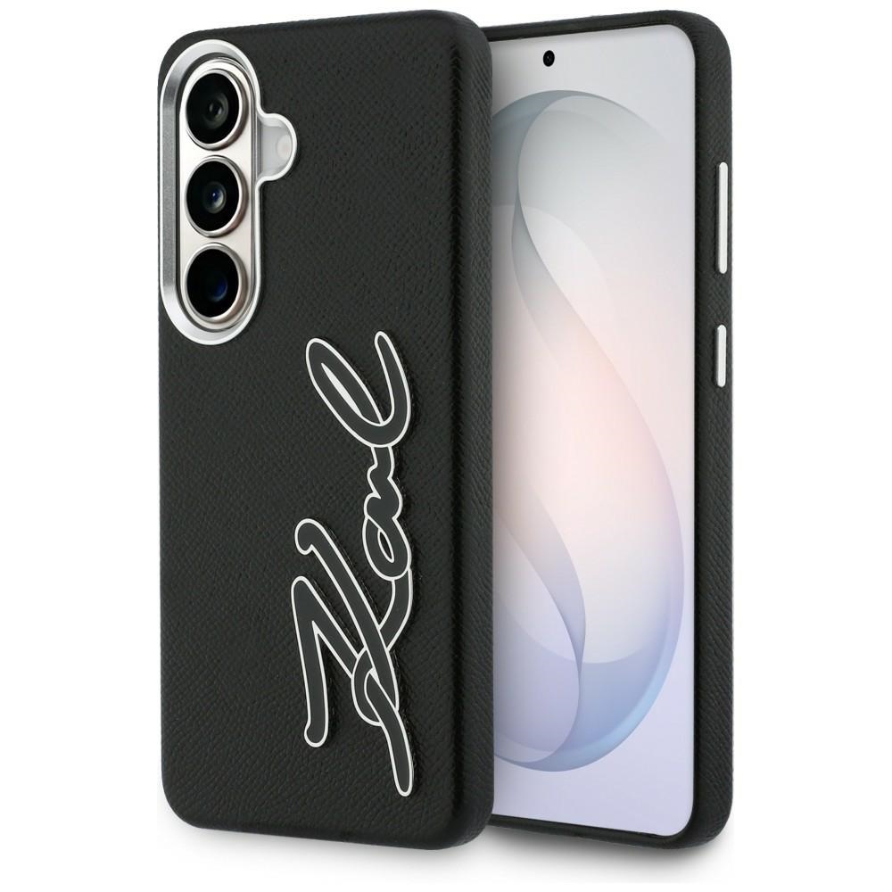 Karl Lagerfeld Case Grained Signature Metal Resin Logo for Samsung Galaxy S26 black