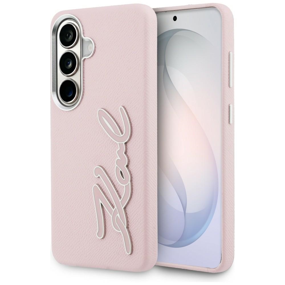 Karl Lagerfeld Samsung Galaxy S26 pink grained signature metal resin case