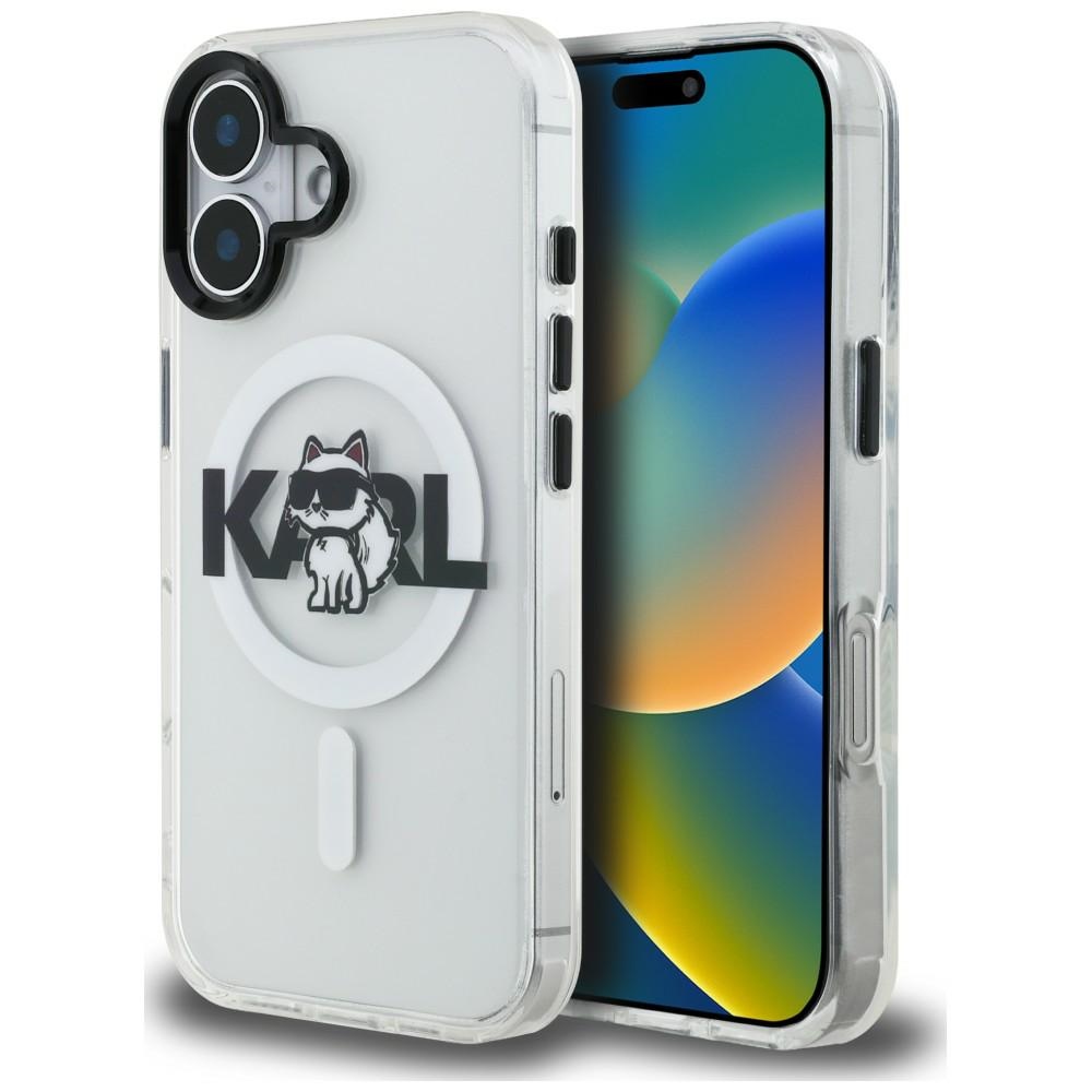 Karl Lagerfeld IML Choupette Sketch Logo MagSafe Case for iPhone 16 transparent