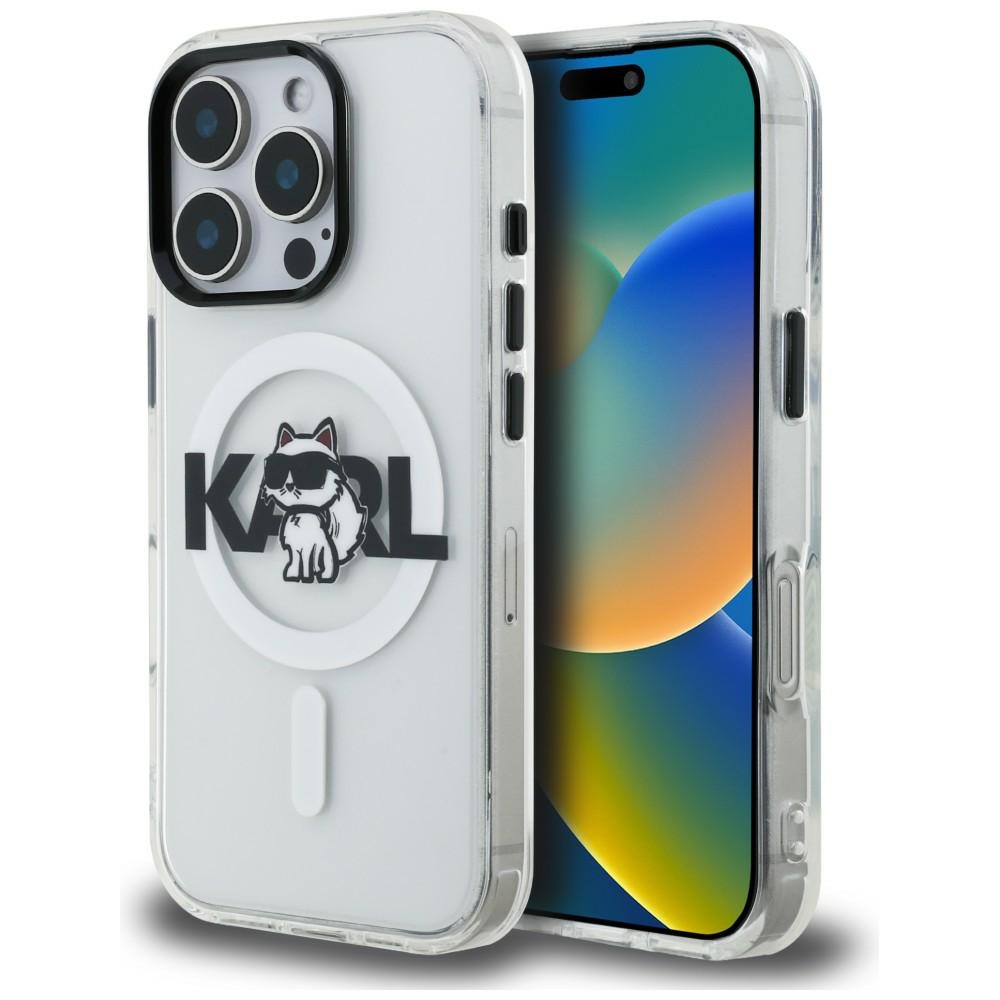 Karl Lagerfeld IML Choupette Sketch Logo MagSafe Case for iPhone 16 Pro Max transparent