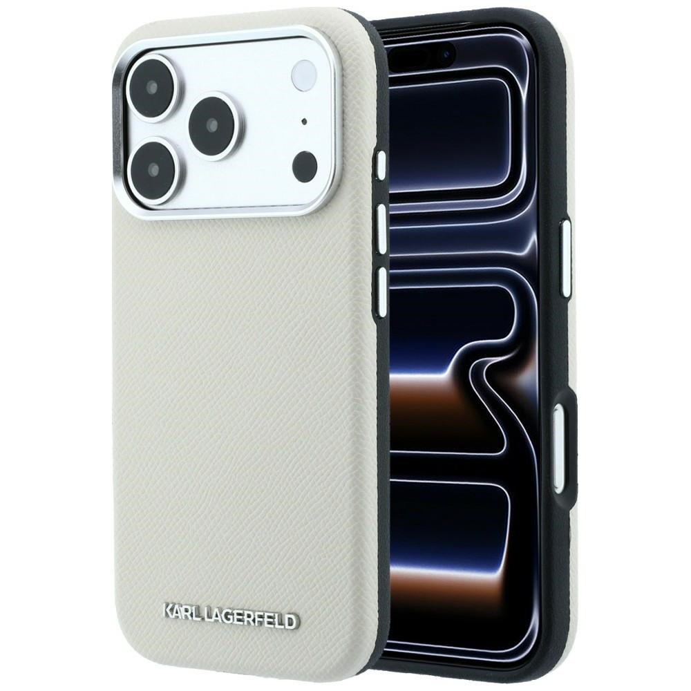 Karl Lagerfeld Grained Elongated Logo MagSafe Case for iPhone 18 Pro / 17 Pro beige