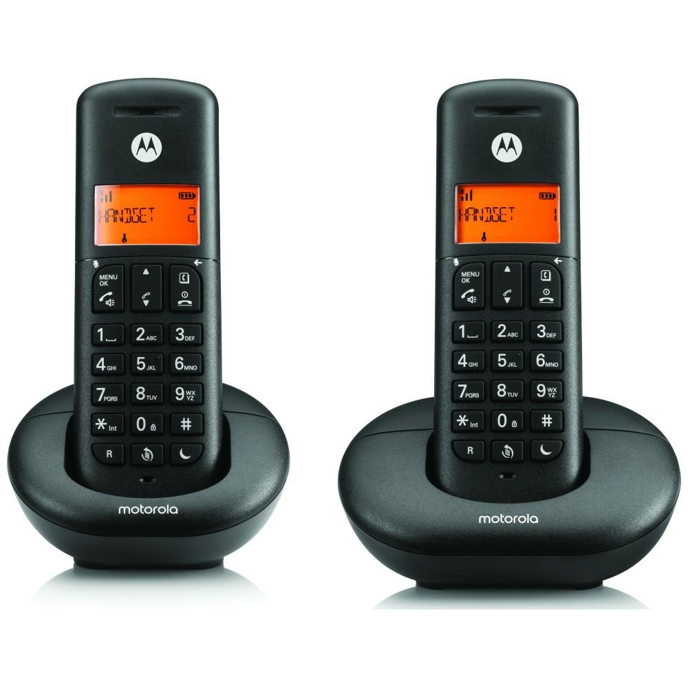 Motorola Cordless landline telephone set, 2 pcs, E202, black