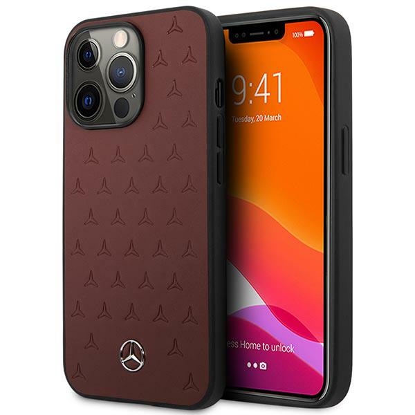Mercedes MEHCP13LPSQRE iPhone 13 Pro / 13 6.1" red hardcase with Leather Stars Pattern