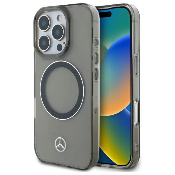 Mercedes MEHMP16L23HUOSK iPhone 16 Pro 6.3" black hard case with silver ring and MagSafe