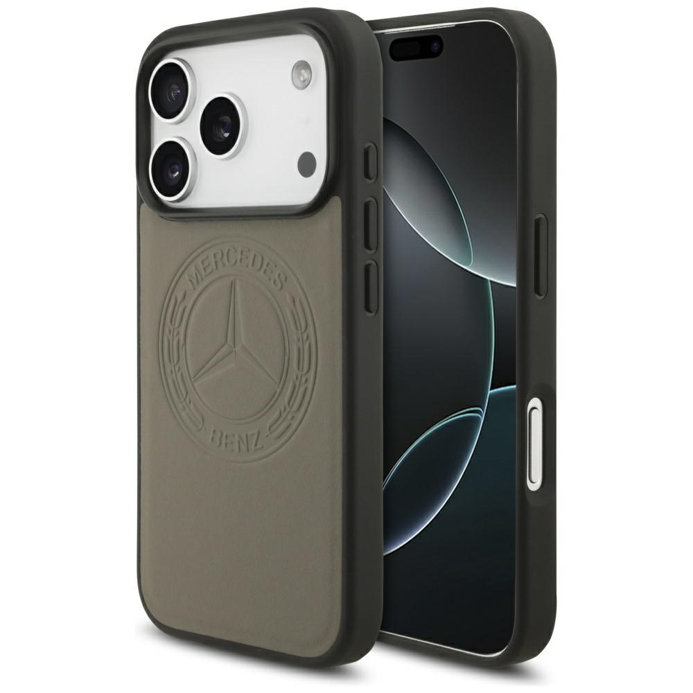 Mercedes Vintage Logo MagSafe Leather Case for iPhone 17 Pro / 18 Pro taupe