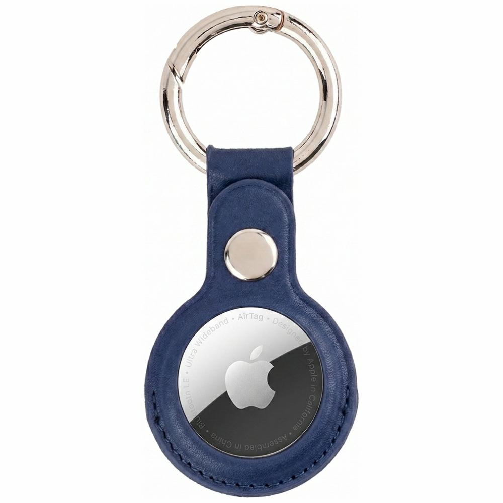 Mercury airTag leather case, navy / burgundy