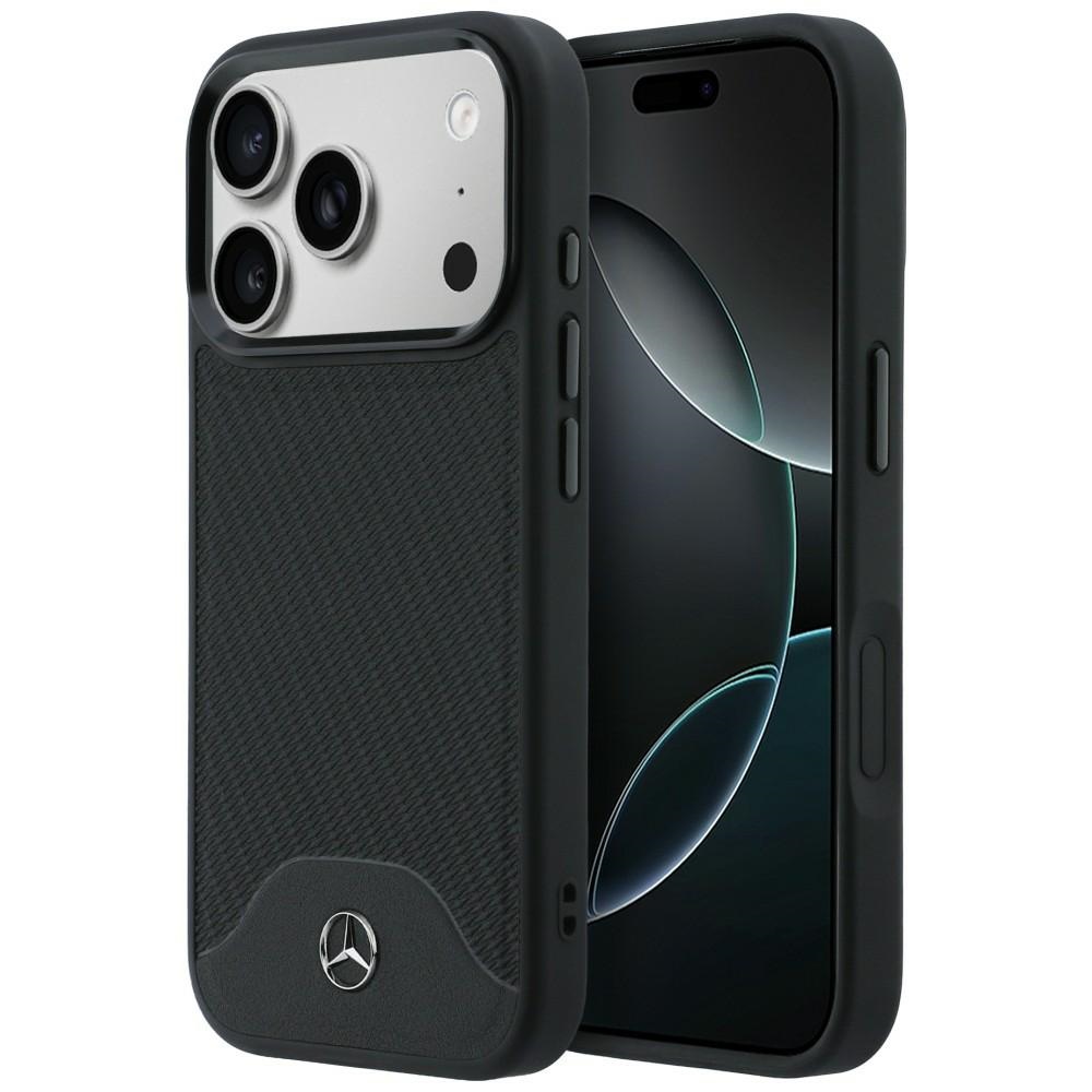 Mercedes Leather Wood Effect and Curve MagSafe Case for iPhone 17 Pro Max / 18 Pro Max black