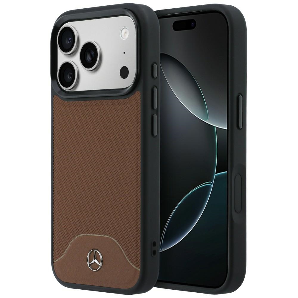 Mercedes Leather Wood Effect and Curve MagSafe Case for iPhone 17 Pro Max / 18 Pro Max camel