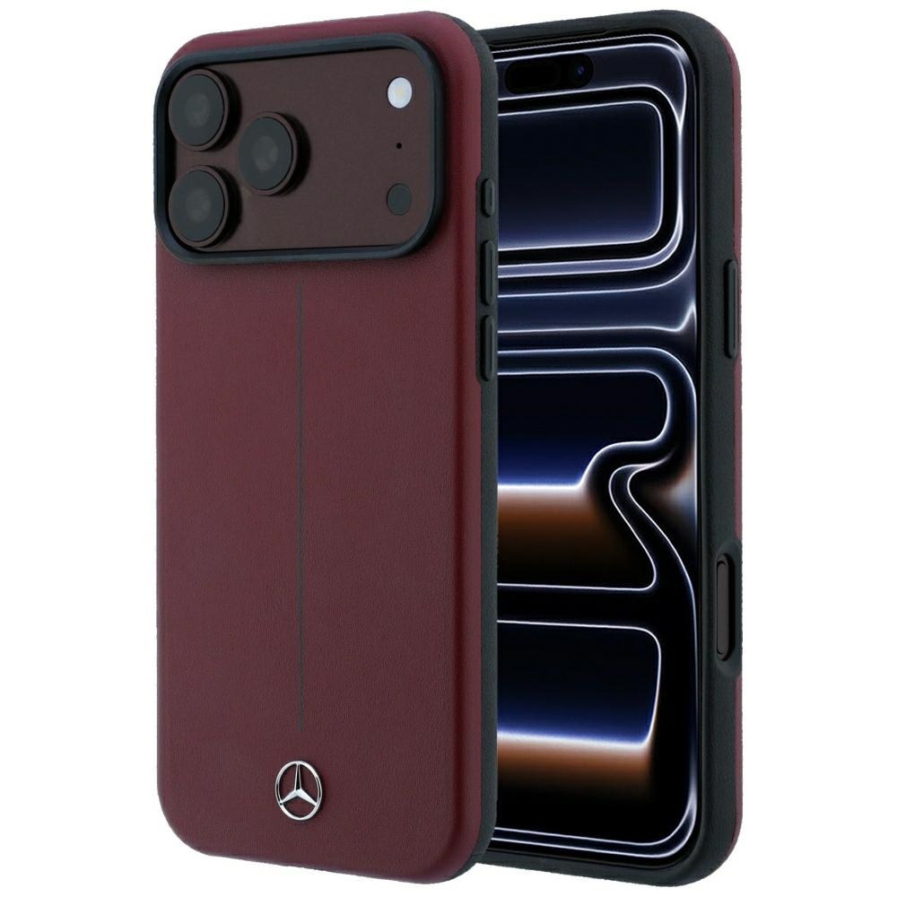 Mercedes Etui Leather Semi Wrap Iconic Line MagSafe for iPhone 18 Pro Max / 17 Pro Max burgundy