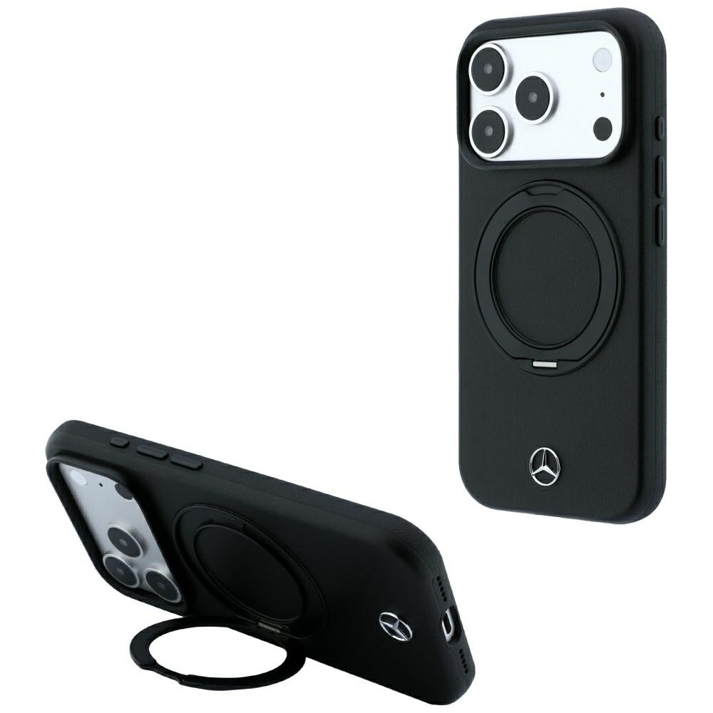 Mercedes MagSafe Leather Case with Ring Stand for iPhone 18 Pro / 17 Pro black