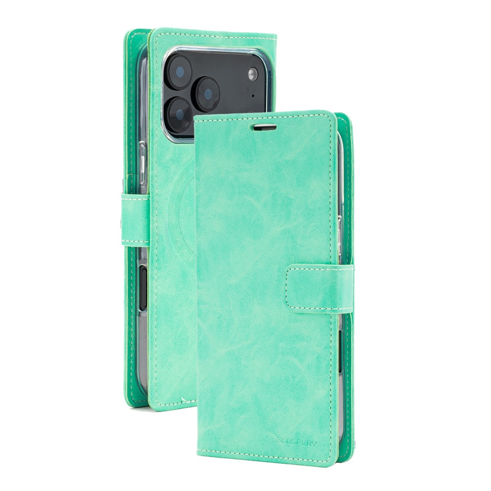 Mercury BlueMoon MagSafe Diary Case for iPhone 17 Pro Max / 18 Pro Max mint