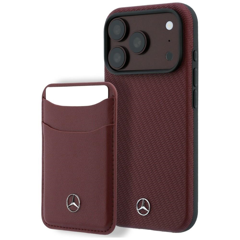 Zestaw etui + portfel Mercedes Grill iPhone 18 Pro / 17 Pro burgundowy