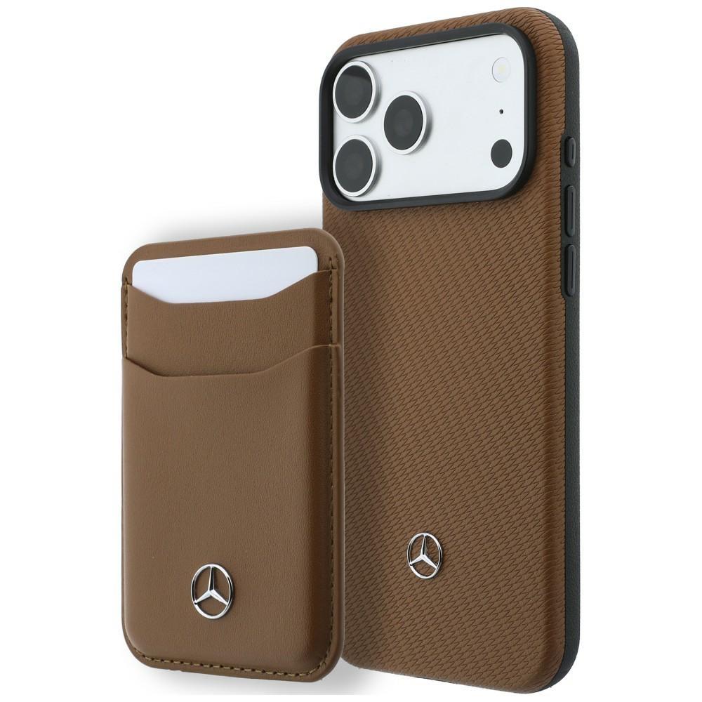 Zestaw etui + portfel Mercedes Grill Pattern 18 Pro Max / 17 Pro Max camel