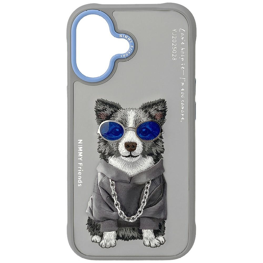 Nimmy Glasses case, cool dog, iPhone 17, gray