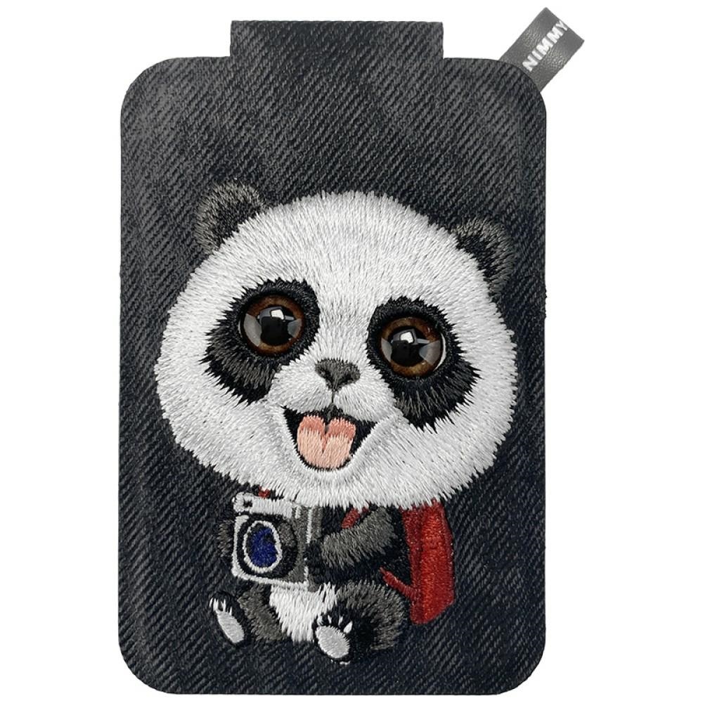 Nimmy Magnetic wallet phone stand New Big Eyed Cute Pets 2.0 Panda black
