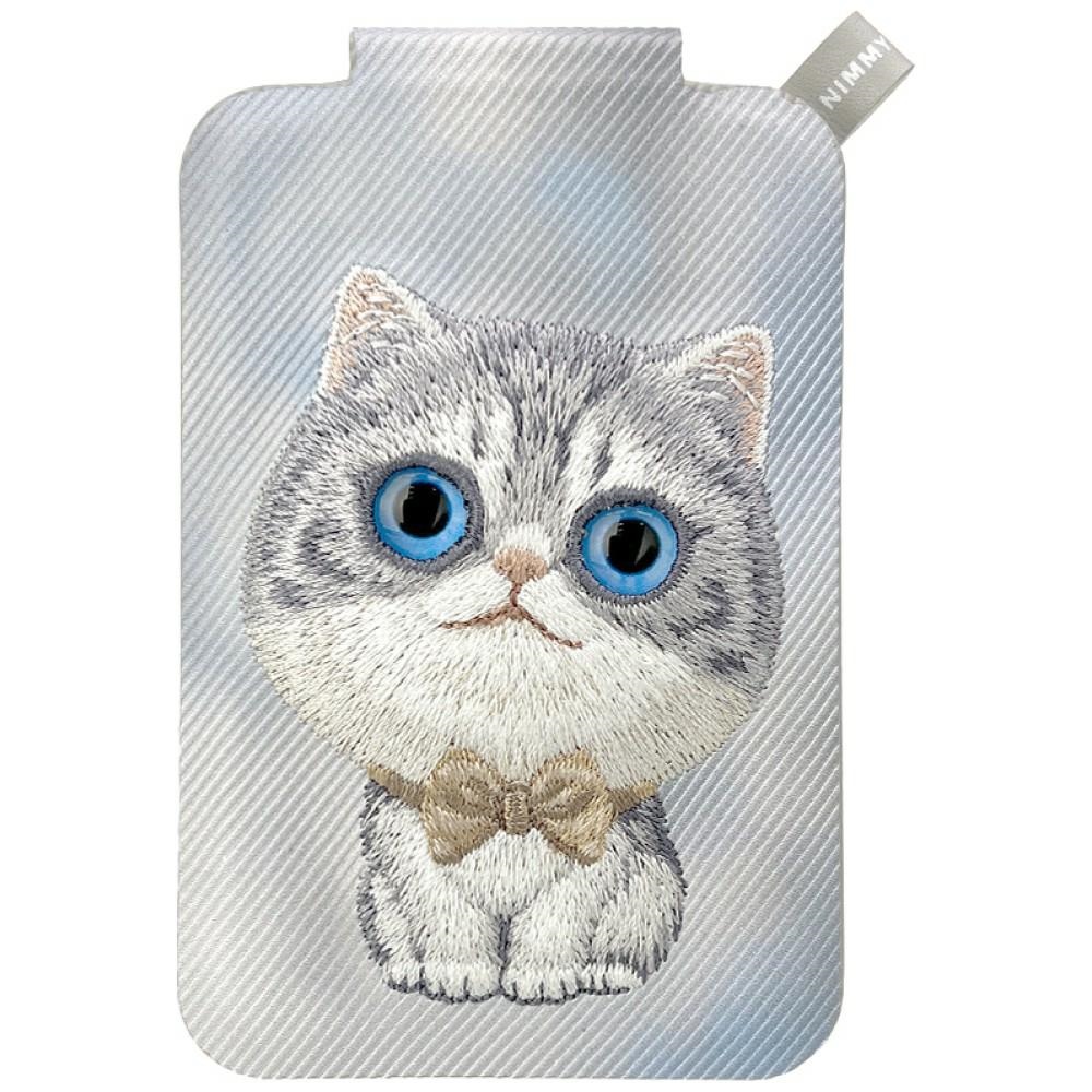 Nimmy Magnetic wallet phone stand New Big Eyed Cute Pets 2.0 Cat grey