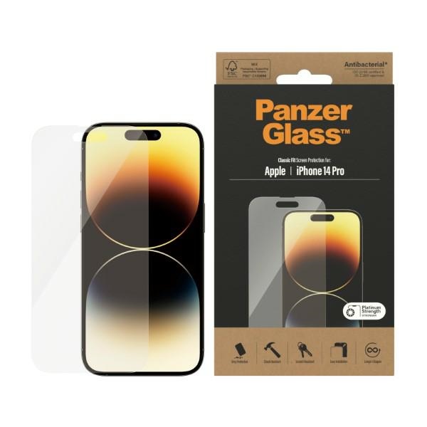 PanzerGlass Classic Fit iPhone 14 Pro 6.1" Screen Protector, Antibacterial, 2768