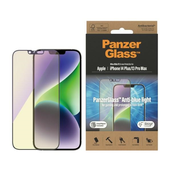 PanzerGlass Ultra-Wide Fit iPhone 14 Plus / 13 Pro Max 6.7" Screen Protector, Antibacterial, Easy Aligner Included, Anti-blue Light, 2793