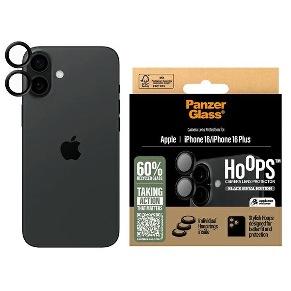 PanzerGlass Hoops Black Camera Protector for iPhone 16/16 Plus
