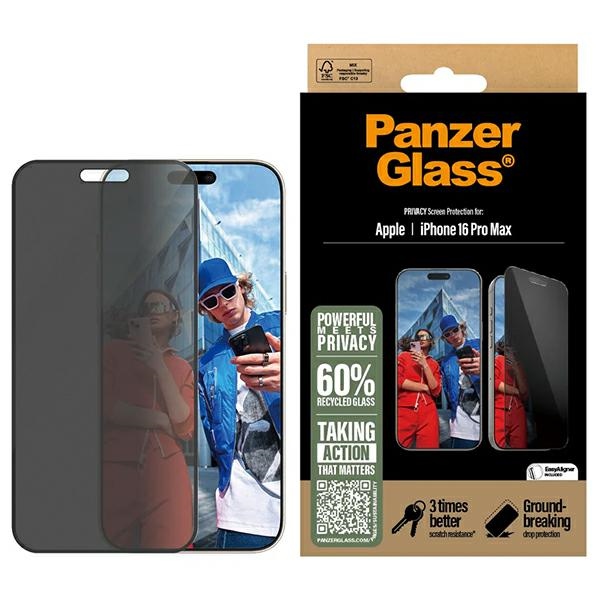 PanzerGlass Screen protector | Apple | iPhone 16 Pro Max | Glass | Black | Ultra-Wide Fit