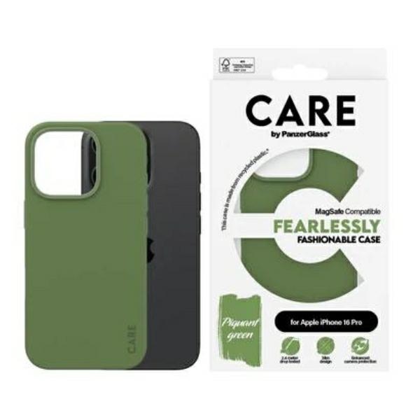 PanzerGlass CARE by Fashion Case iPhone 16 Pro 6.3" green/zielony MagSafe 1386