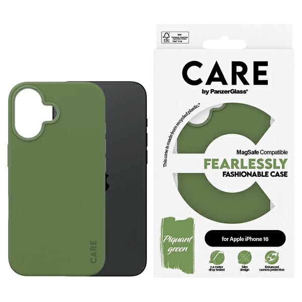 PanzerGlass CARE by Fashion Case iPhone 16 6.1" green/zielony MagSafe 1385