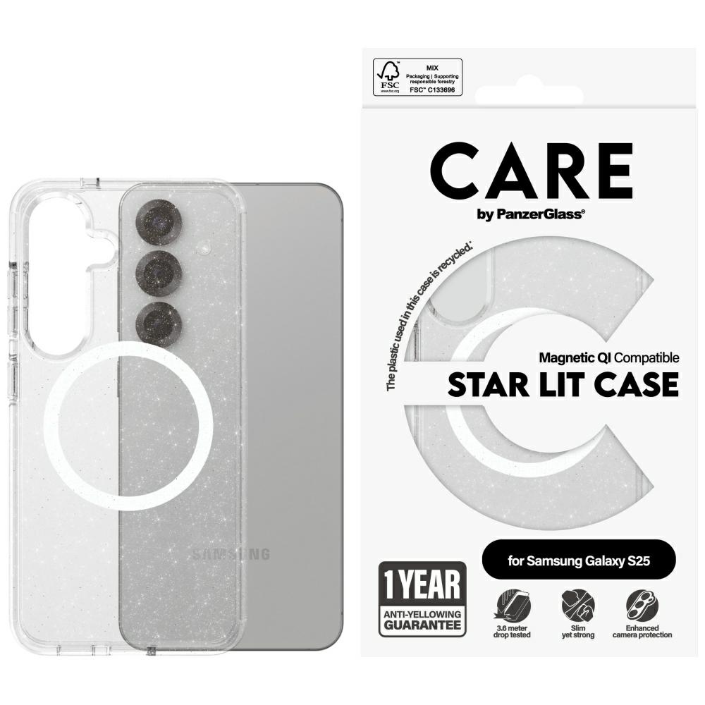 PanzerGlass CARE by Flagship Urban Combat Starlight White QI case for Samsung Galaxy S25, transparent